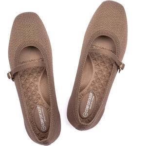 Frank Mully Mary Jane Women Flat Shoes Slip on Square-Toe Washable Shoes Comfortable for Dressy and Work with Ankle Strap Brown, US 10