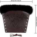 Joukavor Faux Fur Viking Leather Bracers Medieval Arm Guards Gauntlets Wristbands for Women Men LARP Accessories, One Pair