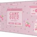 Pink Game Strawberry Milk Gaming Mouse Pad XL, Large Extended Mousepad Desk Pad, Long Nonslip Rubber Mice Mats Stitched Edges Playmat for Office Home Gamer, 31.5x11.8 Inch