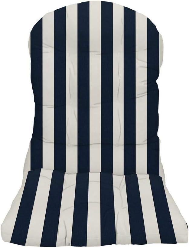 RSH DECOR: Tufted Adirondack Chair Cushion | 42.5 x 21 | All-Weather Spun Fabric | Water and Fade-Resistant | Outdoor Cushion for Patio Furniture | Navy & White Stripe