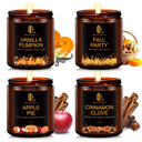 Scented Candles for Home, 4 Pack Soy Candle Set, Candle Gifts for Women Men,Scents of Vanilla Pumpkin/Cinnamon Clove/Apple Pie/Fall Party 