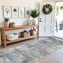 3x10 ft Long Hallway Runner Rug Non-Slip Washable Kitchen Floor Rug with Rubber Backing, Modern Low Pile Thin Wide Carpet Runners for Bedroom, Entryway IndoorBlue Grey,3x10