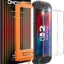OMOTON Auto-Alignment Matte Screen Protector for Nintendo Switch 2 2025 7.9”, Matte Finish Glass Screen Protector, Dust-free Installation Tool, Bubble Free, Anti-Glare, Touch Sensitive, 2 Pack