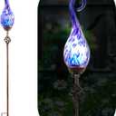 Garden Solar Lights,Flame Solar Lights Outdoor - Hand Blown Glass Waterproof Glass Stakes Outdoor Waterproof Blue Flame Solar Light