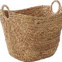 Deco 79 Seagrass Handmade Decorative and Functional Storage Basket Large Woven Basket Organizer with Ring Handles, Basket for Storage 20" x 18" x 19", Brown