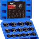 Orion Motor Tech Crowfoot Wrench Set, 15-Piece Crows Foot Wrench Set with 8 to 24 mm Metric Flare Nut Wrenches, 1/2 & 3/8 in. Drive Flare Nut Wrench Set with Laser Etched Marking Carry Case, Blue