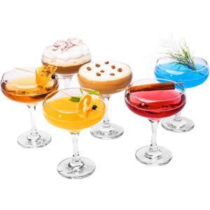 Champagne Cocktail Glasses Set of 6, Elegant Coupe Cocktail Glasses, Martini Glasses, Long Stem Glassware (6 Pcs (9oz/270ml))