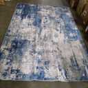 Washable Area Rugs 6'x9' Non-Slip Modern Abstract Soft for Living Room Entryway Bedroom Kitchen, Print Pattern, Blue Grey Navy Gray