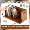 CroBlissful 4 Set Wooden DVD Storage Box DVD Storage Shelf Holder Solid Wood Cassette Tape Display Organizer with Carrying Handle for CD, Movie Cases, Each Organizer Can Store up to 26 Boxes (Brown)
