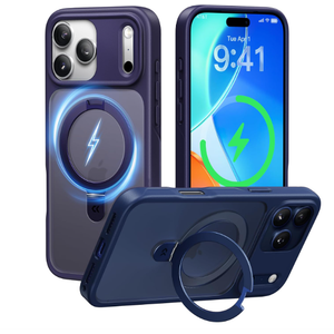 CASEKOO Ultra-Magnetic Stand for iPhone 17 Pro Case [Military Drop Protection] [Compatible with MagSafe] Shockproof Translucent Matte Slim Ring Holder Case for iPhone 17 pro 6.3", Purple