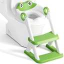 Potty Training Seat, Upgrade Toddler Toilet Seat for Kids Boys Girls, 2 in 1 Potty Training Toilet, Splash Guard Anti-Slip Pad Step Stool(Green-Frog)