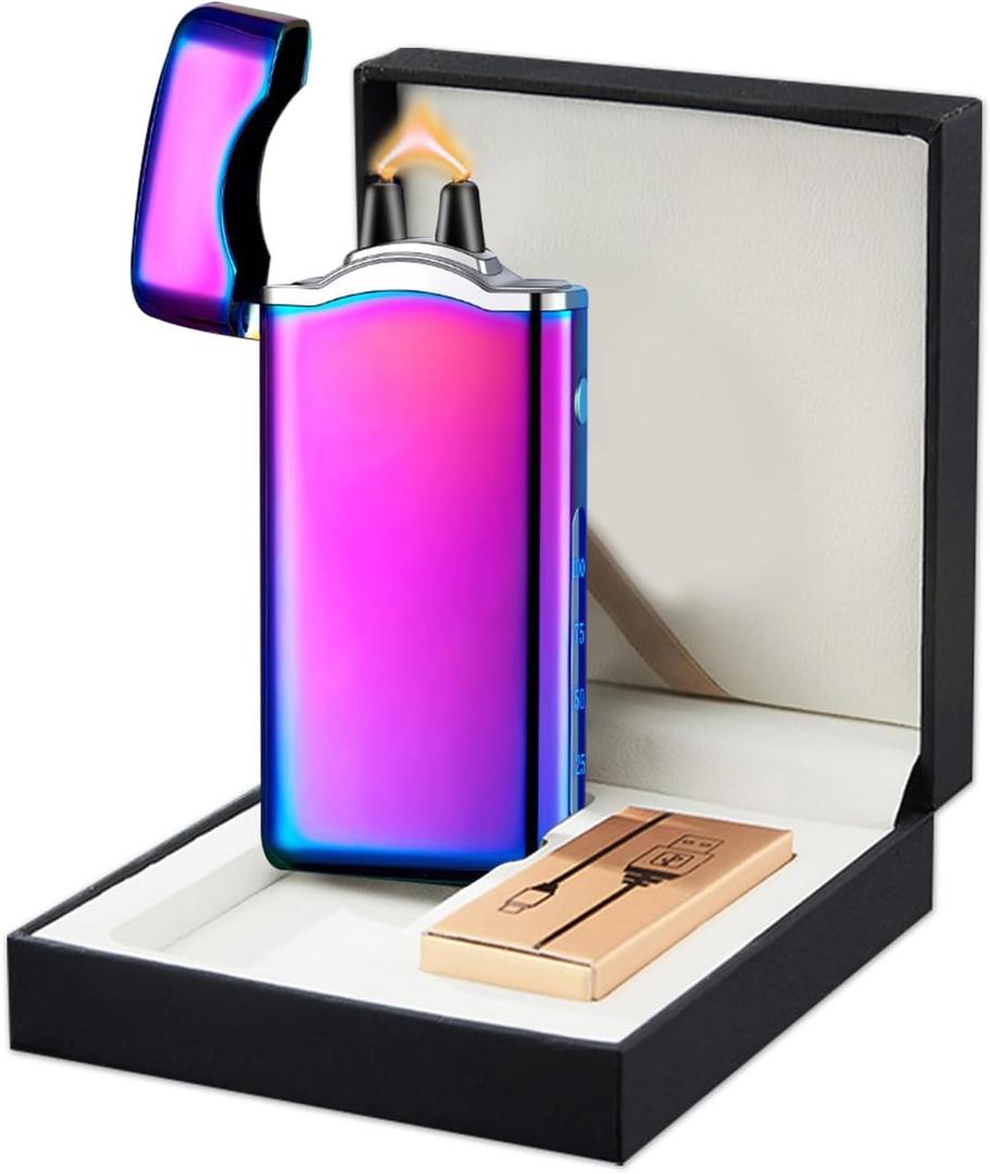 SKRFIRE Rechargeable Plasma Arc Lighter  Windproof Electric Lighter with Upgraded Dual Arc, Digital Battery Display & Touch Ignition for Outdoor, Candle & BBQ Use (Color Ice) (Clean Colour)