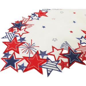 Chlophy 4th of July Table Runner with Embroidered Stars Memorial Day Patriotic Dcor Independence Day Americana Table Runner Kitchen Dining Table Decoration (13"x72")
