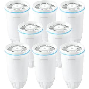8 Pack Water Filter Replacement for Z-ero Water Filter, New Resin Filtration System 0 TDS 0 Leak, Compatible with Water Pitcher and Dispenser, Reduce Lead/Chromium/PFOA/PFOS by TOMOON