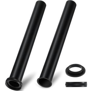 Tandefio 2 Pcs Flanged Sink Tailpiece 1-1/4" OD x 12" Brass Extension Tube for Trap Inlet Waste Sink Pipe Drain Connections(Black)