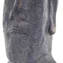 Deco 79 Magnesium Oxide People Indoor Outdoor Planter Distressed Textured Easter Island Head Large Planter Pot with Gold Accents, Planter 11" x 11" x 21", Black