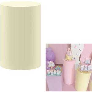 Ice Cream Pastel Yellow Color Cylinder Plinth Covers for Birthday Party Decorations Pedestal Tablecloth Stretchy Fabric Cover Kids Banquets Cake Baby Shower Parties Prop12''22''