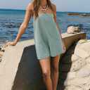 Yanekop Womens Summer Strapless Romper One Piece Short Jumpsuits Casual Sleeveless Beach Rompers with Pockets (S)