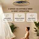 Boho Caged Ceiling Fan with Light, 20" Rattan Flush Mount Ceiling Fans with Lights Remote Contro, Bladeless Enclosed Fandelier Fan Safe for Bedroom, Living room, Nursery