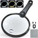 IMICHI Large 5.12" Handheld Magnifying Glass 10X/20X Lens with Eye-Care Anti-Flicker LEDs  3 Adjustable Light Modes, Rechargeable  Perfect for Seniors, Low Vision, Reading, Crafts, Jewelry Repair (Black)