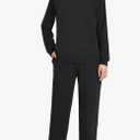 Weintee Women's Petite Sweatsuits Button Down Sweatshirt and Sweatpants Sets Cotton Jogging Suits Large