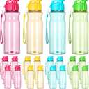 Tioncy 20 Pieces Plastic Water Bottles for Adults Bulk 17 oz Sport Drink Bottles with Handle Strap Lightweight Leakproof Drink Flip Top cups for Party Outdoor (Bright Color, Bright Style)