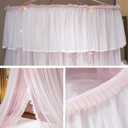 VETHIN Bed Canopy Princess for Girls,Bed Canopy Curtain Double Layer Sheer Mesh Dome Bed Curtain- Round Lace Princess Mosquito Net Tent for Twin Full Queen King Bed(Pink/White)