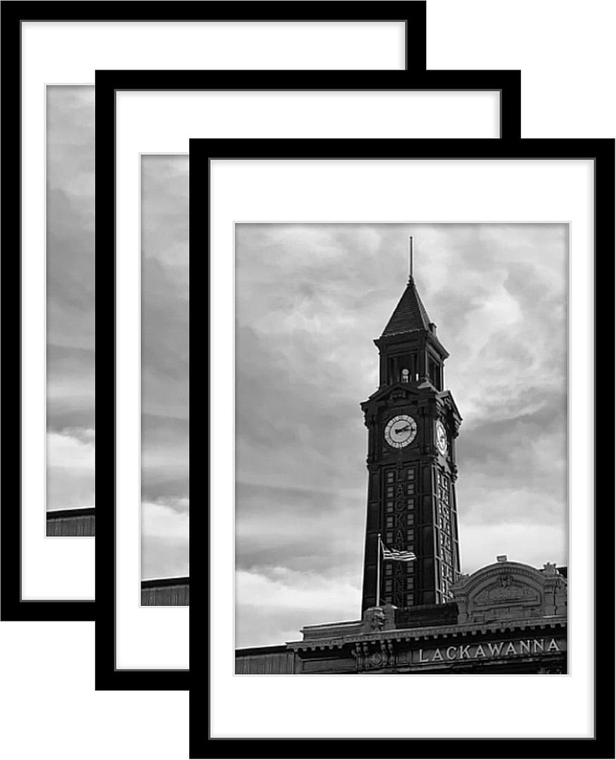 Wiscet 20x30 Picture Frame Set of 3, Display Pictures 18x24 with Mat or 20 x 30 Poster Frame without Mat, Wall Gallery Photo Frames, Black