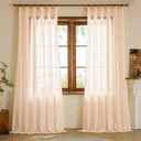 Pink Sheer Curtains 96 Inch Length Semi Voile Sheer Curtains for Girls Bedroom Living Room Pinch Pleated Soft Touch Light Filtering Drapes(Soft Pink, 42 W x 96 L, 2 Panels)