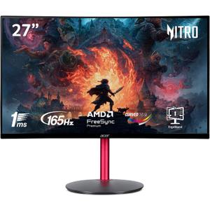 acer Nitro 27" Full HD 1920 x 1080 1500R Curve PC Gaming Monitor | AMD FreeSync Premium | 165Hz Refresh | 1ms (VRB) | ZeroFrame Design | 1 x Display Port 1.4 & 2 x HDMI 2.0 Ports ED270R Mbmiiphx