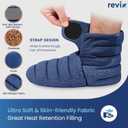 REVIX Microwavable Booties for Cold Feet Moist Heat Therapy, Heated Slippers Women & Men for Soothing Cold Foot, Microwavable Foot Warmers, Non-Slip Sole & Adjustable Fit, Navy S