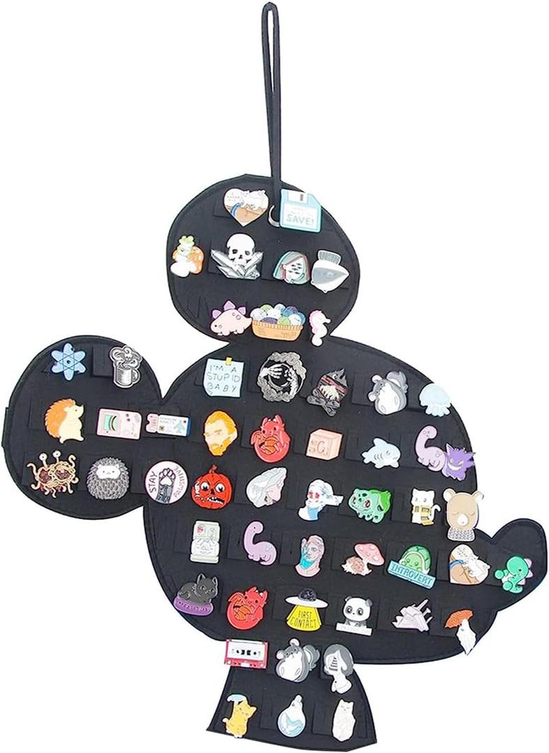 Hanging Brooch Pin Organizer Enamel Pin Display Cute Cartoon Shape Brooch Pin Display Storage Holder for Brooch Pin(Without Accessories ) (black-mouse)