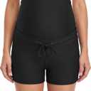 Foucome Maternity Swim Shorts Over The Belly Pregnancy Bathing Suit Bottoms Swimsuit Shorts with Liner Black XXL