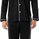 Fruit of the Loom Men's Jersey Knit Pajama Sleep Set (Large, Black)