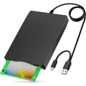 YEY External USB 3.5-inch USB Floppy Disk Reader 1.44 MB FDD Portable Floppy Disk for PC Laptops Windows/XP/7/8/10/11 Plug and Play (Black)