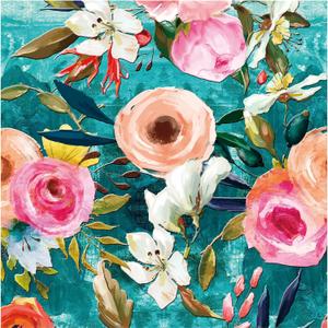 HAOKHOME Floral Peel and Stick Wallpaper Teal Green/Pink Removable Textured for Bedroom Nursery Decorations 17.7in x 6.5ft
