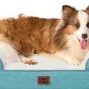 EHEYCIGA Orthopedic Dog Beds for Large Dogs, Waterproof Memory Foam Large Dog Bed with Sides, Non-Slip Bottom and Egg-Crate Foam Pet Couch Bed with Washable Removable Cover, Turquoise Blue