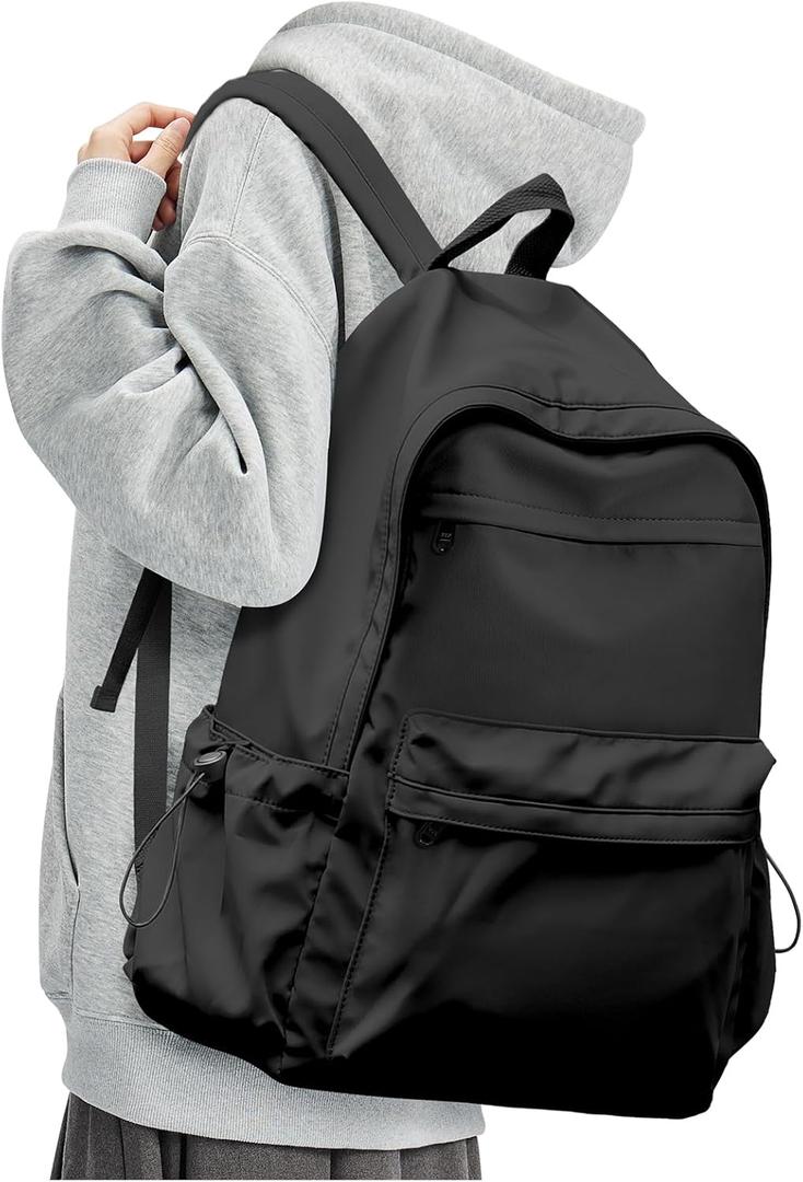 Black Backpack for School, High School Bookbag Back Pack for Teens Girls Boys, Lightweight College Backpack Book Bag for Women Men, Simple Casual Daypack Backpack Mochilas Escolares para Adolescentes
