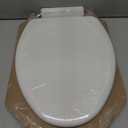 Mayfair Ashton Easy to Clean Single Hinge Toilet Seat, Modern Slow Close Wood Toilet Seat, Made in USA, Elongated, White