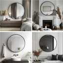 Sunniry Circle Mirror 26 inch, Black Round Mirror, Round Bathroom Mirrors Matte Metal Frame, Circle Mirrors for Living Room, Bathroom, Wall, Hallway.