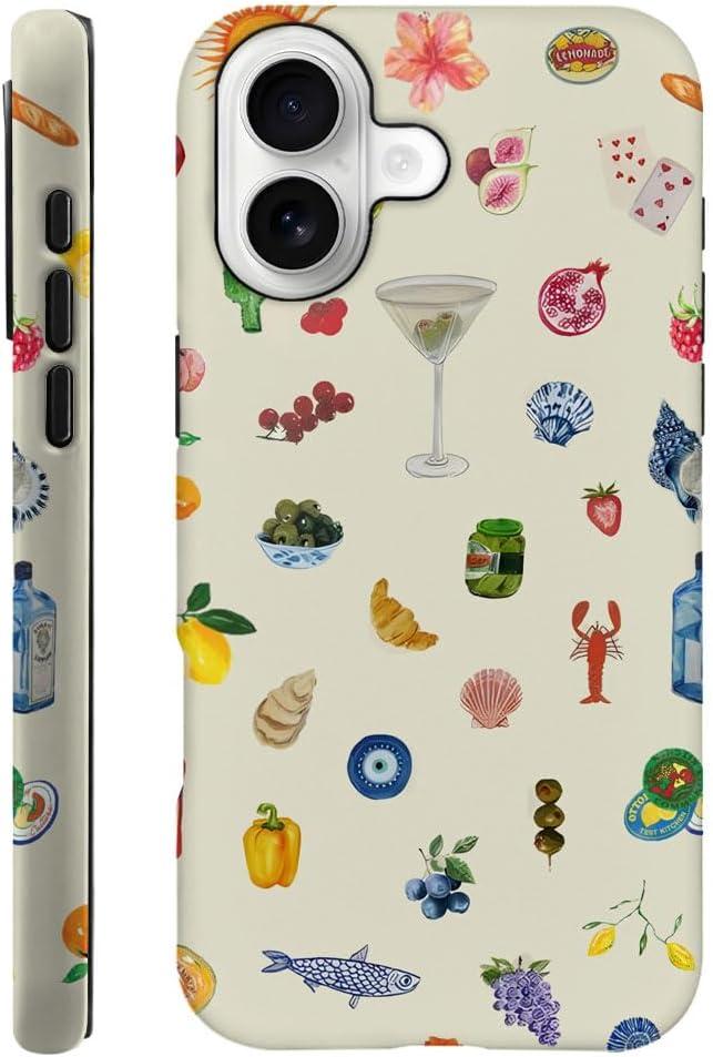 Case Compatible with iPhone 17,Fall Prevention Hybrid 2-Layer Hard Shell Phone Cover for Girls Boys,Aesthetic Fruit Lily Flower Fish