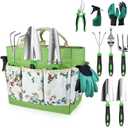 Garden Tools Set, 8 in 1 Heavy Duty Garden Tools Kit, Stainless Steel Ergonomic Gardening Hand Tool with Upgraded Bag, Gardening Supplies Gift for Women, Kid, Organizer
