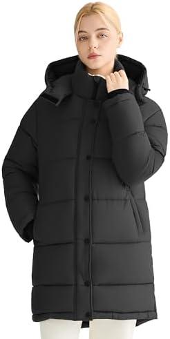 Orolay CHIIONE Winter Puffer Jacket Women's Mid-Length Relaxed Fit Warm Down Coat with Hood, Windproof Winter Parka L