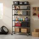 Folews 6-Tier Metal Storage Rack with Wheels, NSF Sturdy Adjustable Wire Shelving Unit for Garage Kitchen Pantry Laundry Room, 36" W x 14" D x 75" H Large Rolling Organizer Shelf Easy Assembly, Black
