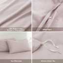 FOSSA Duvet Cover Set 100% Washed Cotton Linen Feel Super Soft Breathable Cozy 3 Pieces Bedding Sets Solid Greyish Pink Full/Double
