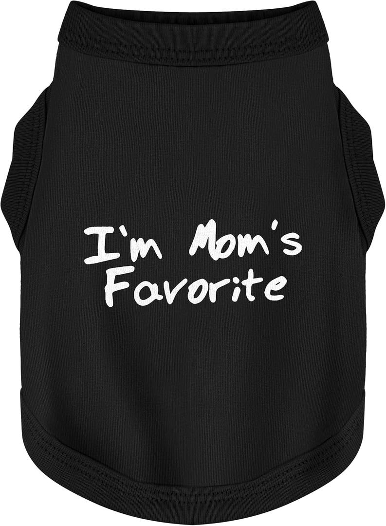 Cozy Sleeveless Canine Wear Dog Clothes, Soft, Lightweight, and Breathable Cotton Dog Shirt with I'm Mom's Favorite Print.Vest Tank Top Ideal for Small, Medium, and Large Breeds Black L