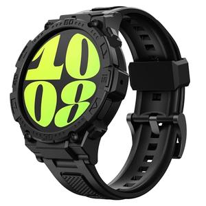 GELISHI Compatible with Galaxy Watch 6 Band 44mm Case Rugged Men Sport Band Protective Bumper Case for Galaxy Watch 6/5/4 44mm Black