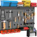 TORACK Metal Pegboard Wall Organizer 4ft Wide, Tool Storage Pegboard System for Garage with Accessories, Wall Mount Storage Bins, Shelves, Peg board Tool Organizer Kit for Workbench(Black)
