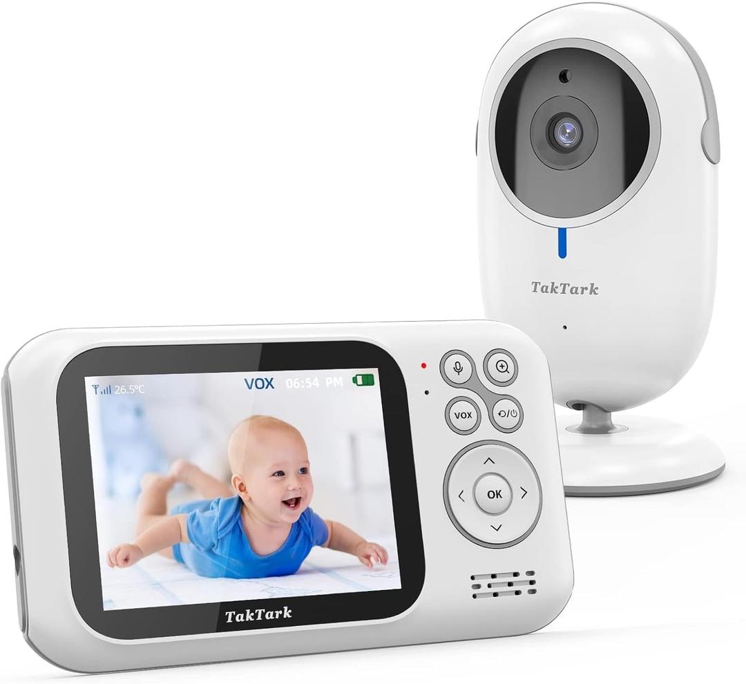 TakTark Baby Monitor, 3.2'' Color LCD Screen, 2 Way Audio, Infrared Night Vision, Digital Zoom, VOX Mode, Room Temperature Display, Long Range