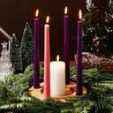 Mumufy 6 Pcs Advent Candle Holder Set Nativity Christmas Centerpiece Religious Decorations Rustic Wooden Advent Candlestick Holders with Purple Pink Taper Candles for Thanksgiving Christmas Nativity